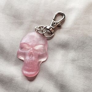 Handmade Translucent Pink Skull Keychain by Homespun Utopia